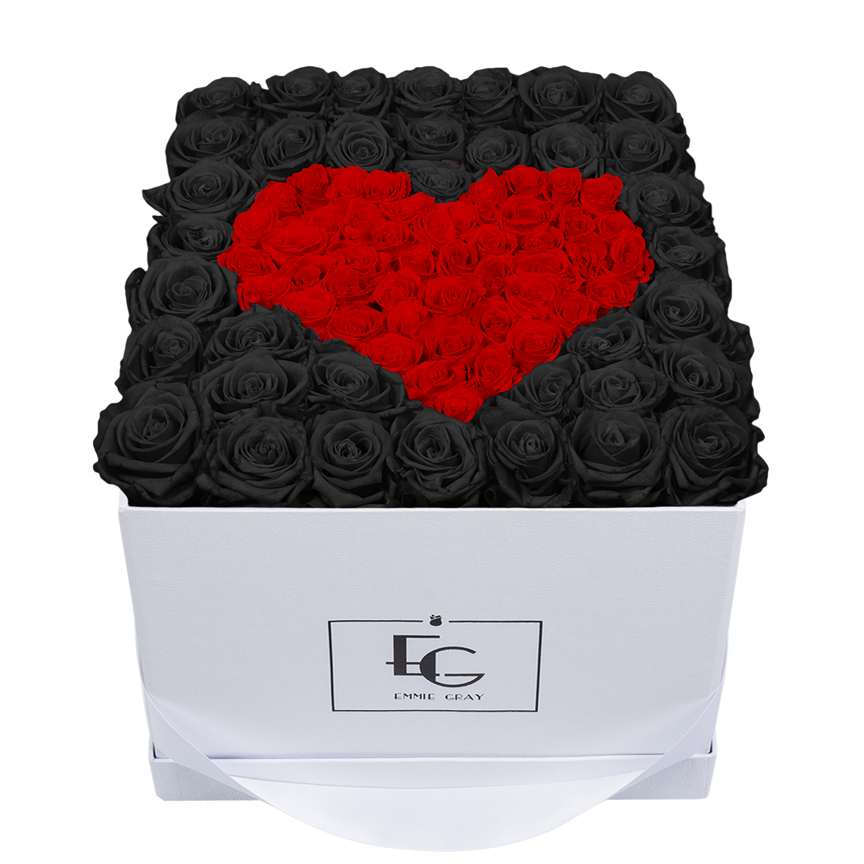 HEART SYMBOL INFINITY ROSEBOX | BLACK BEAUTY & VIBRANT RED | L