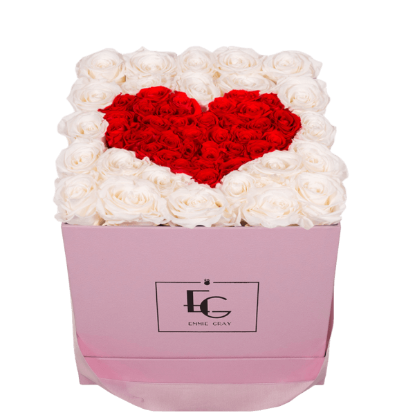 HEART SYMBOL INFINITY ROSEBOX | PURE WHITE & VIBRANT RED | M