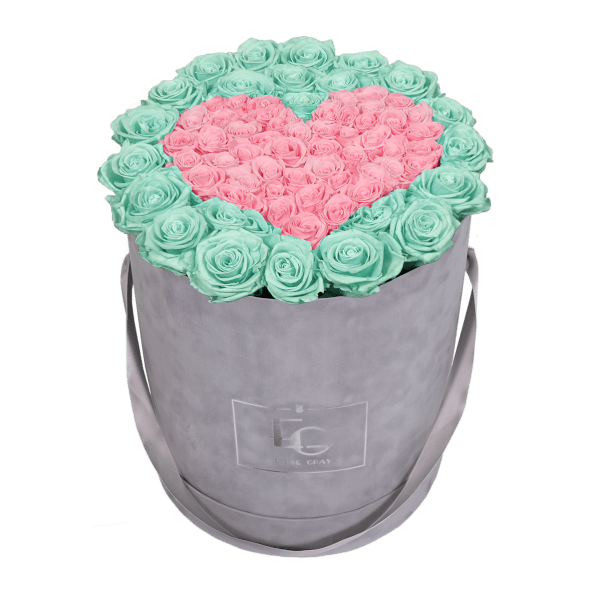 HEART SYMBOL INFINITY ROSEBOX | MINTY GREEN & BRIDAL PINK | L