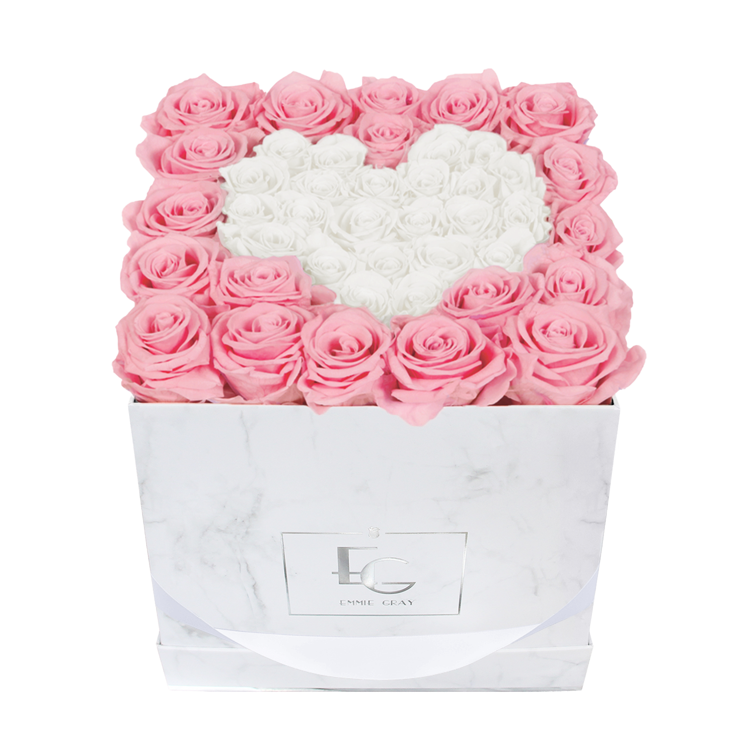 Heart Symbol Infinity Rosebox | Bridal Pink & Pure White | M