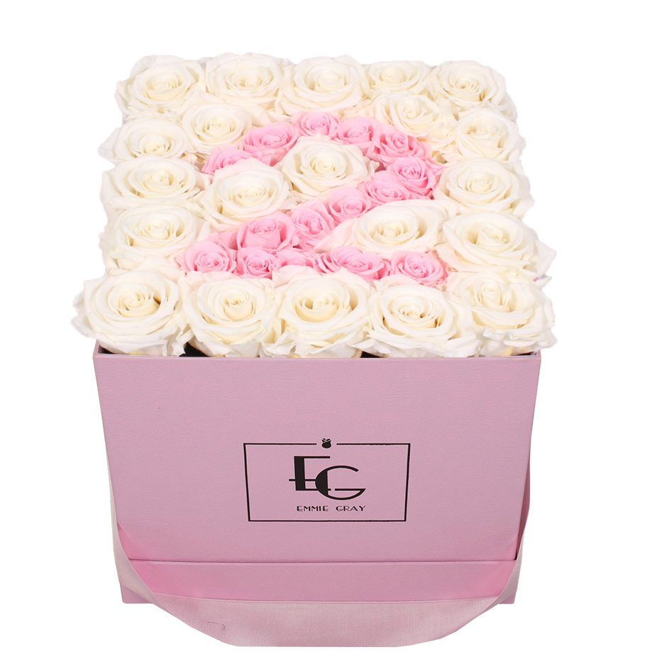NUMBER INFINITY ROSEBOX | PURE WHITE & BRIDAL PINK | M